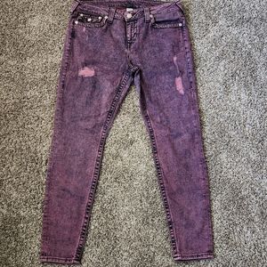 True Religion | Purple Acid Wash Super Skinny Jeans 32